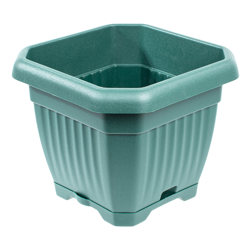 Саксия с подложка, GAIA, 20 см, зелена Саксия с подложка, GAIA, 20 см, зелена