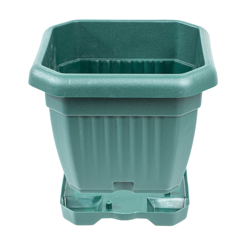 Саксия с подложка, GAIA, 20 см, зелена Саксия с подложка, GAIA, 20 см, зелена