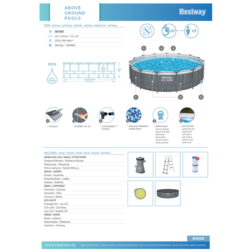 БАСЕЙН 457x107cm ФИЛ BESTW 561GD STEEL P БАСЕЙН 457x107cm ФИЛ BESTW 561GD STEEL P