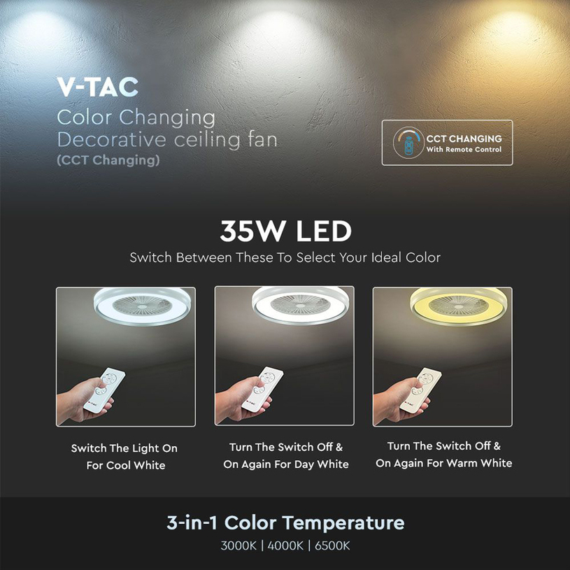 ТАВАНЕН ВЕНТ. LED 45W 3-65K 60CM V-TAC ТАВАНЕН ВЕНТ. LED 45W 3-65K 60CM V-TAC