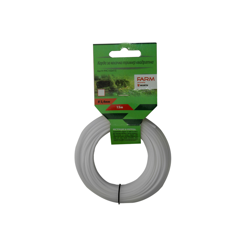 FARM КОРДА ЗА ТРИМЕР КВАДРАТ 2.4MMX15M FARM КОРДА ЗА ТРИМЕР КВАДРАТ 2.4MMX15M