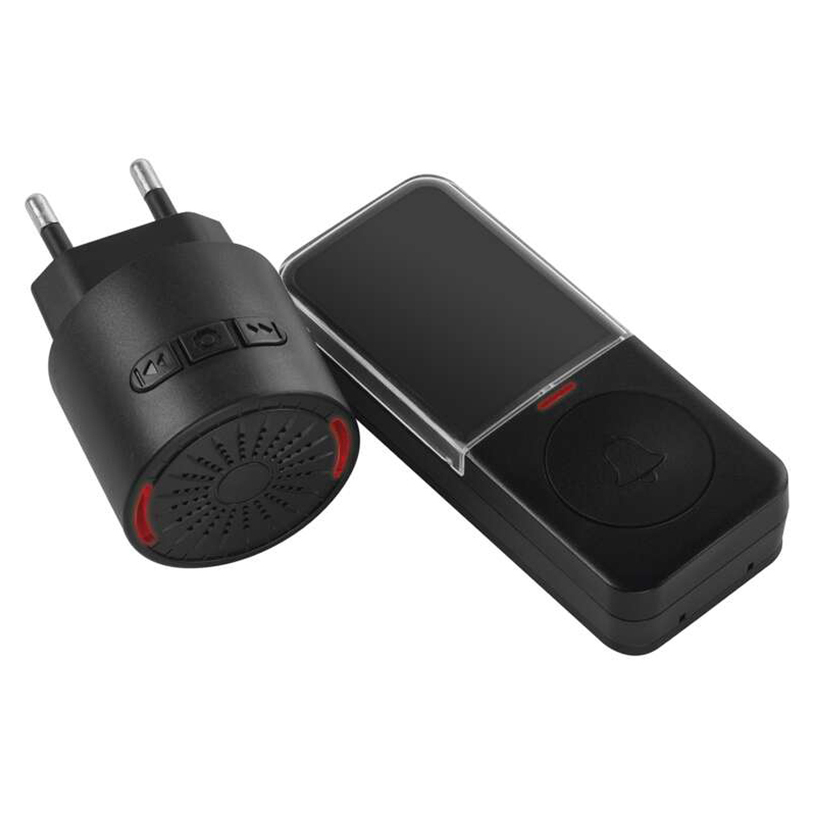 БЕЗЖИЧЕН ЗВЪНЕЦ 220V ЧЕРЕН КОМПАКТЕН БЕЗЖИЧЕН ЗВЪНЕЦ 220V ЧЕРЕН КОМПАКТЕН