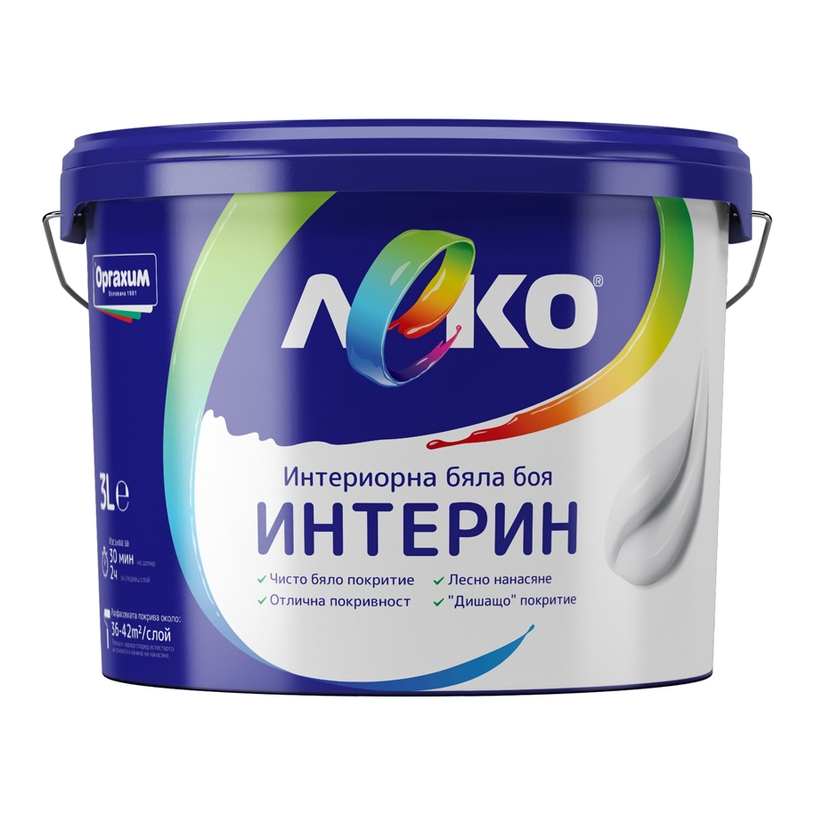LEKO ИНТЕРИН ЛАТЕКСНА БОЯ БЯЛА 3 L LEKO ИНТЕРИН ЛАТЕКСНА БОЯ БЯЛА 3 L