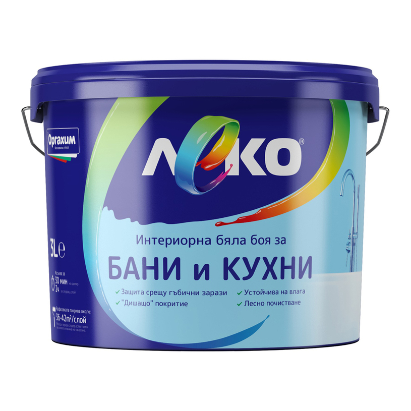 LEKO БОЯ ЗА БАНИ И КУХНИ 3 L LEKO БОЯ ЗА БАНИ И КУХНИ 3 L