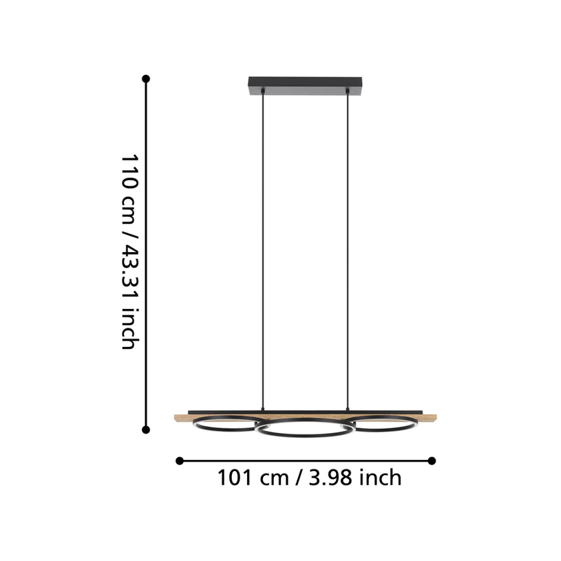 LED ПЕНДЕЛ 2X12W 3K ЧЕРЕН BOYAL EGLO@ LED ПЕНДЕЛ 2X12W 3K ЧЕРЕН BOYAL EGLO@