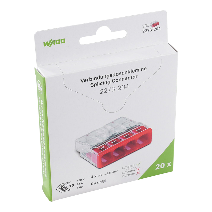 БЪРЗА КЛЕМА 4X0.5-2.5MM2 20 БРОЯ WAGO БЪРЗА КЛЕМА 4X0.5-2.5MM2 20 БРОЯ WAGO