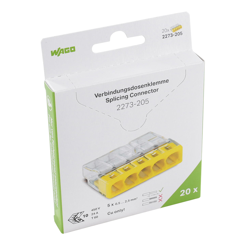 БЪРЗА КЛЕМА 5X0.5-2.5MM2 20 БРОЯ WAGO БЪРЗА КЛЕМА 5X0.5-2.5MM2 20 БРОЯ WAGO