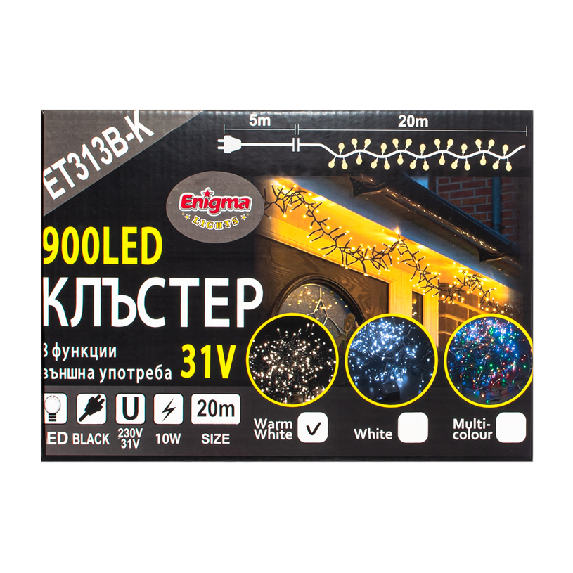 LED КЛЪСТЕР 900 БР. 8Ф WW 20М. OUT LED КЛЪСТЕР 900 БР. 8Ф WW 20М. OUT