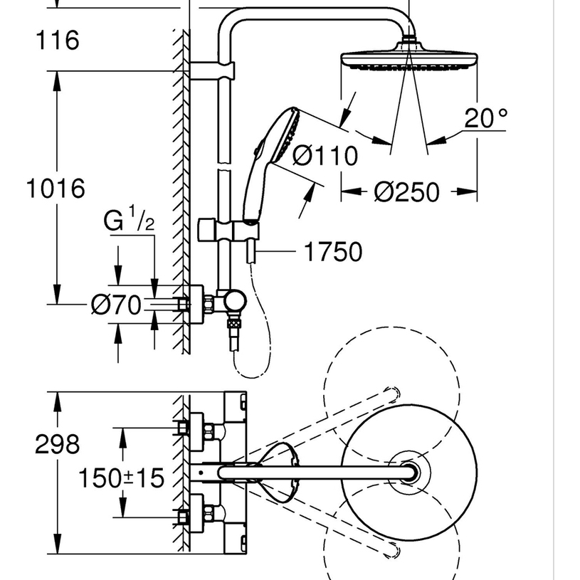 ДУШ С-МА VITALIO START 250 BK 266772431@ ДУШ С-МА VITALIO START 250 BK 266772431@