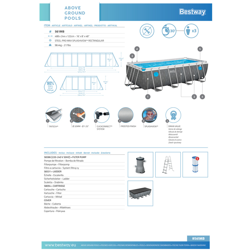 БАСЕЙН 488X244X122 ФИЛ BESTW STEEL 2@ БАСЕЙН 488X244X122 ФИЛ BESTW STEEL 2@