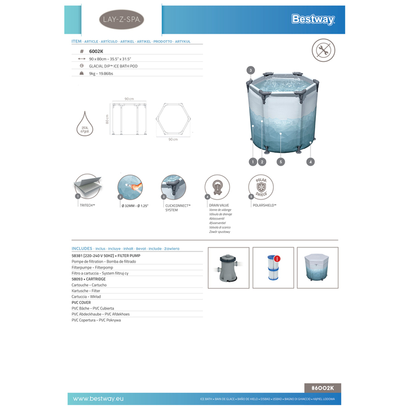 Студена вана 90X80cm 253L 6002K Студена вана 90X80cm 253L 6002K