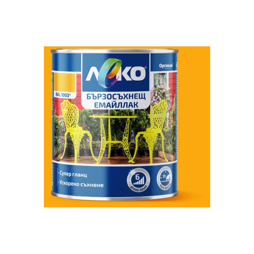 LEKO БЪРЗОСЪХНЕЩ ЕМАЙЛЛАК RAL 1003 2.5 L LEKO БЪРЗОСЪХНЕЩ ЕМАЙЛЛАК RAL 1003 2.5 L