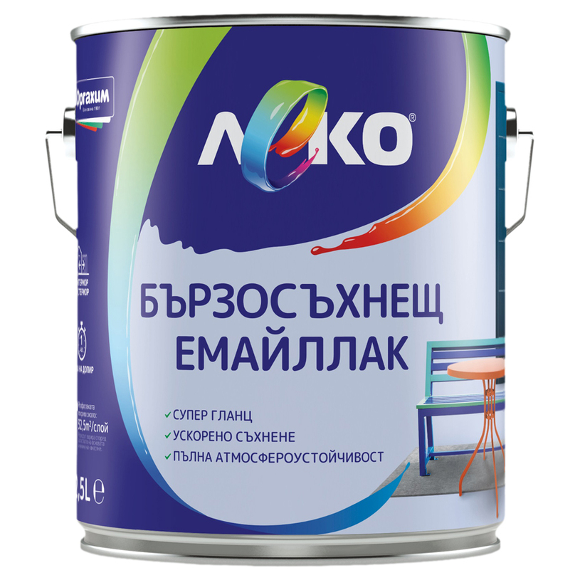LEKO БЪРЗОСЪХНЕЩ ЕМАЙЛЛАК RAL 6018 2.5 L LEKO БЪРЗОСЪХНЕЩ ЕМАЙЛЛАК RAL 6018 2.5 L