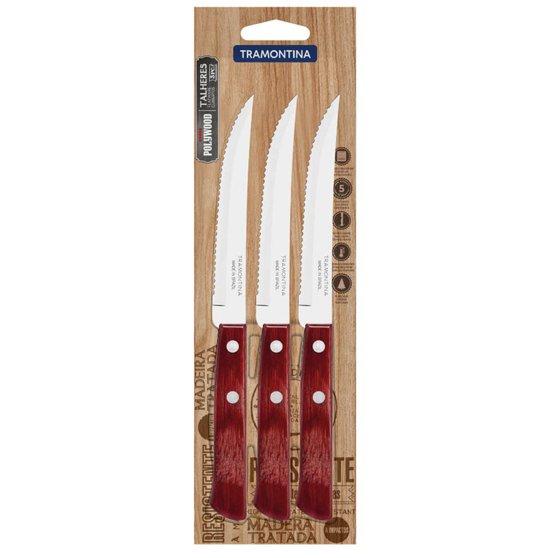 &НОЖ ЗА СТЕК ДЪРВЕНА ДРЪЖКА 13 CM 3 БР &НОЖ ЗА СТЕК ДЪРВЕНА ДРЪЖКА 13 CM 3 БР