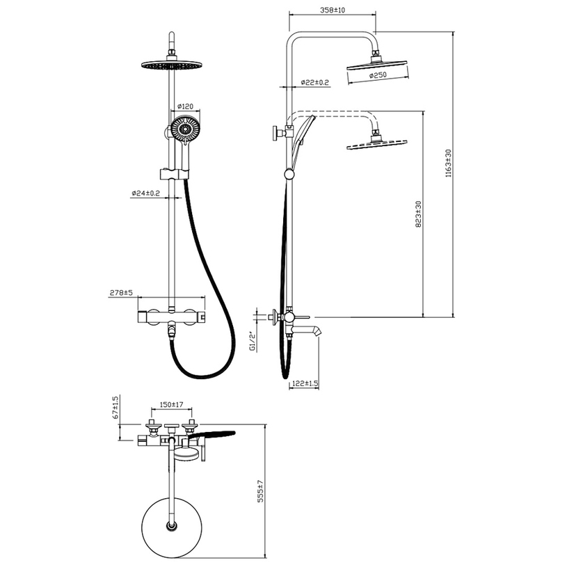 ДУШ СИСТЕМА JASMINE CHR. WQ3W23500041214 ДУШ СИСТЕМА JASMINE CHR. WQ3W23500041214