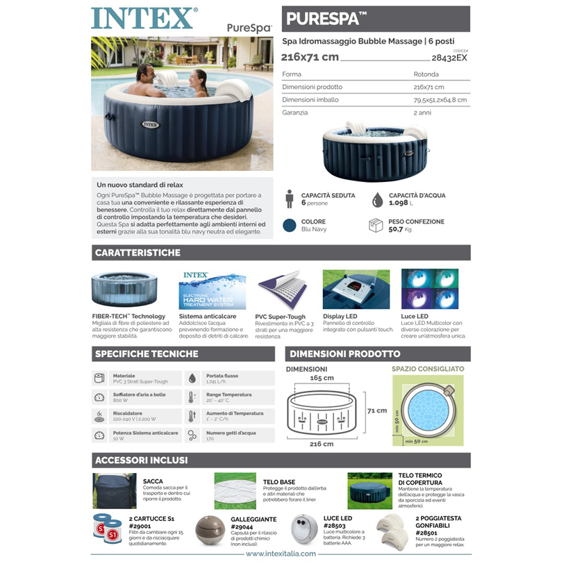 СПА ДЖАКУЗИ 216x71cm NAVY BLUE 28432 СПА ДЖАКУЗИ 216x71cm NAVY BLUE 28432