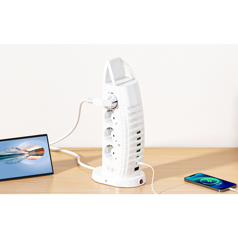 РАЗКЛОНИТЕЛ LAVAR 8ГН. USB-A+C БЯЛ DUBAI РАЗКЛОНИТЕЛ LAVAR 8ГН. USB-A+C БЯЛ DUBAI