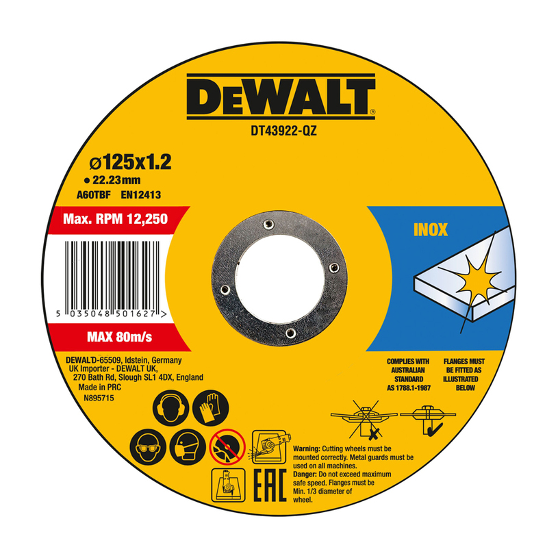 DEWALT ДИСК ЗА INOX 125X1.2MM 10 БР DEWALT ДИСК ЗА INOX 125X1.2MM 10 БР