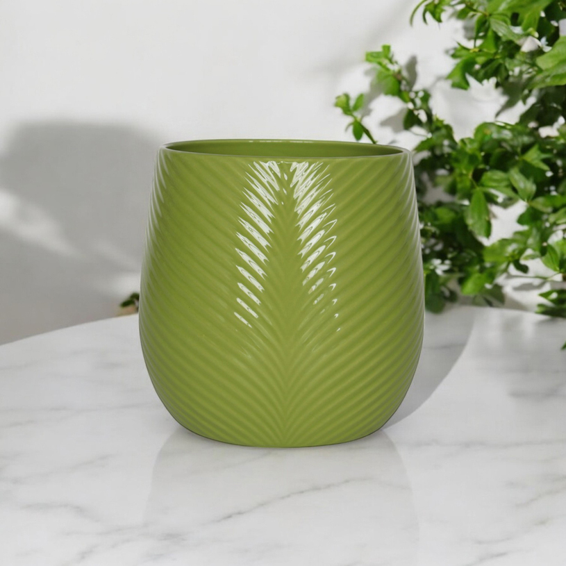 КЕРАМИЧНА КАШПА 23X23X22CM ЗЕЛЕНА КЕРАМИЧНА КАШПА 23X23X22CM ЗЕЛЕНА