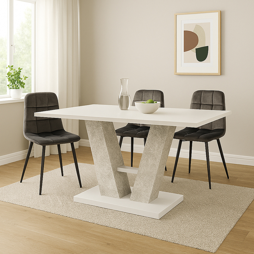 ТРАПЕЗНА МАСА VESTA БЕТОН-БЯЛ 137-176 ТРАПЕЗНА МАСА VESTA БЕТОН-БЯЛ 137-176