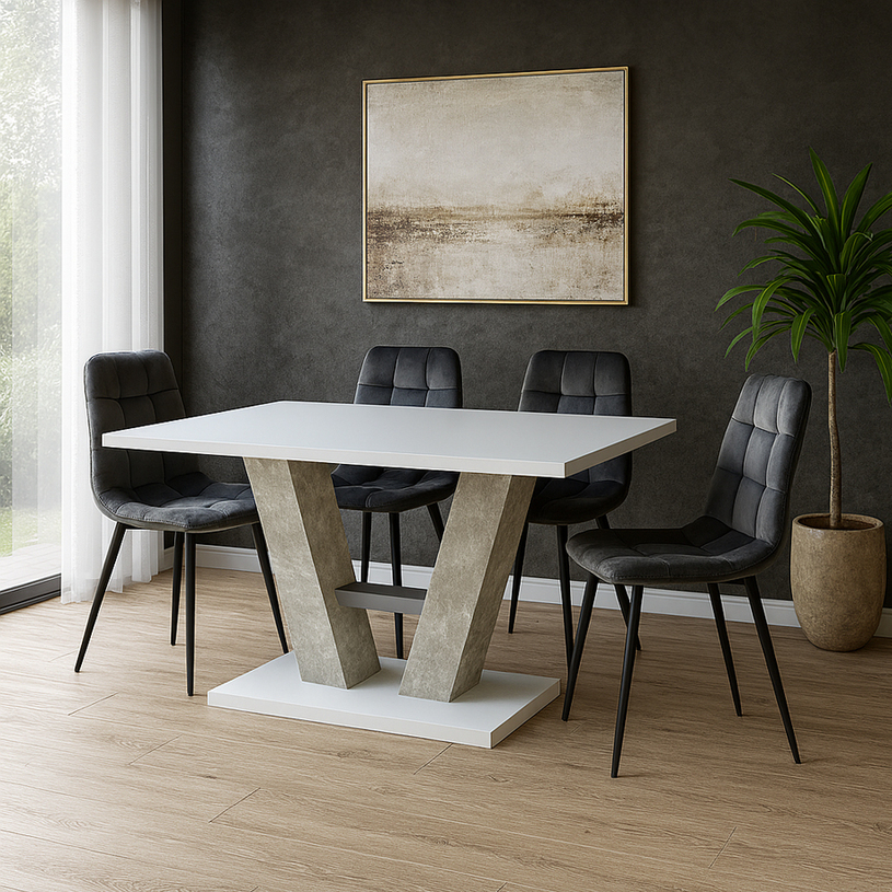 ТРАПЕЗНА МАСА VESTA БЕТОН-БЯЛ 137-176 ТРАПЕЗНА МАСА VESTA БЕТОН-БЯЛ 137-176