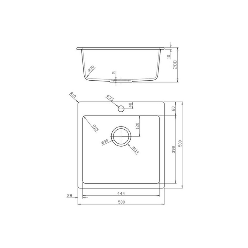 ГРАНИТНА МИВКА КВАДРАТНА 5050 ЧЕРНА ГРАНИТНА МИВКА КВАДРАТНА 5050 ЧЕРНА