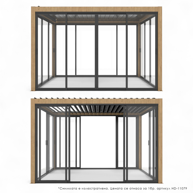 Стъклена страница за пергола 270x238cm Стъклена страница за пергола 270x238cm