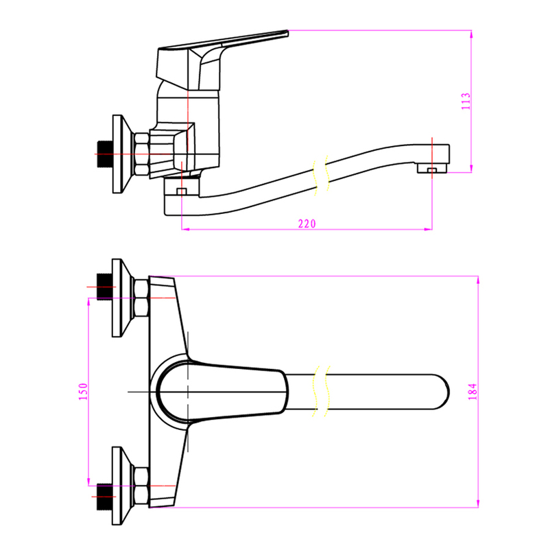 60184 СТЕНЕН СМЕСИТЕЛ ЗА КУХНЯ БЕРГАМО 60184 СТЕНЕН СМЕСИТЕЛ ЗА КУХНЯ БЕРГАМО