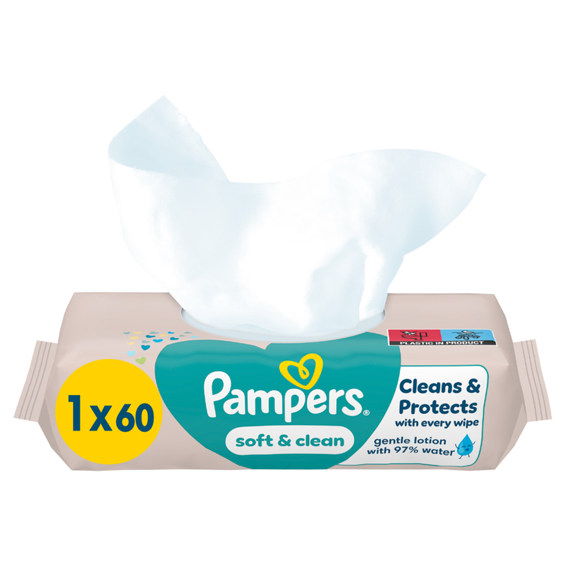 МОКРИ КЪРПИ PAMPERS SOFT&CLEAN 60 БРОЯ МОКРИ КЪРПИ PAMPERS SOFT&CLEAN 60 БРОЯ