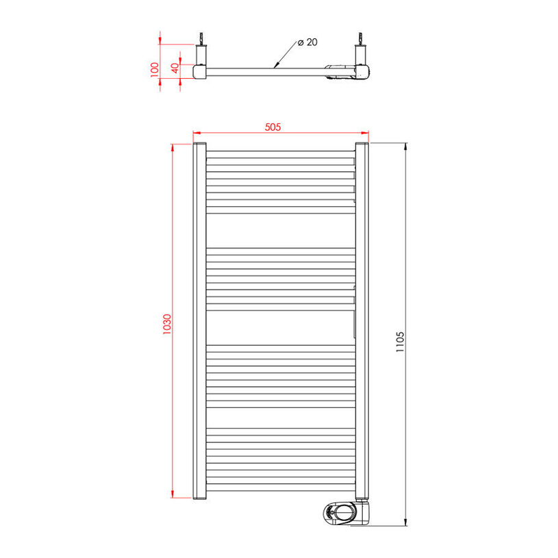 ЕЛ.ЛИРА ЗА БАНЯ NOOR PRO750W 505X1105mm ЕЛ.ЛИРА ЗА БАНЯ NOOR PRO750W 505X1105mm