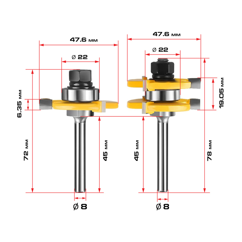 NEXTOOL К-КТ ФРЕЗ.ЗА СГЛОБКИ Ф8 DRAX-G47 NEXTOOL К-КТ ФРЕЗ.ЗА СГЛОБКИ Ф8 DRAX-G47