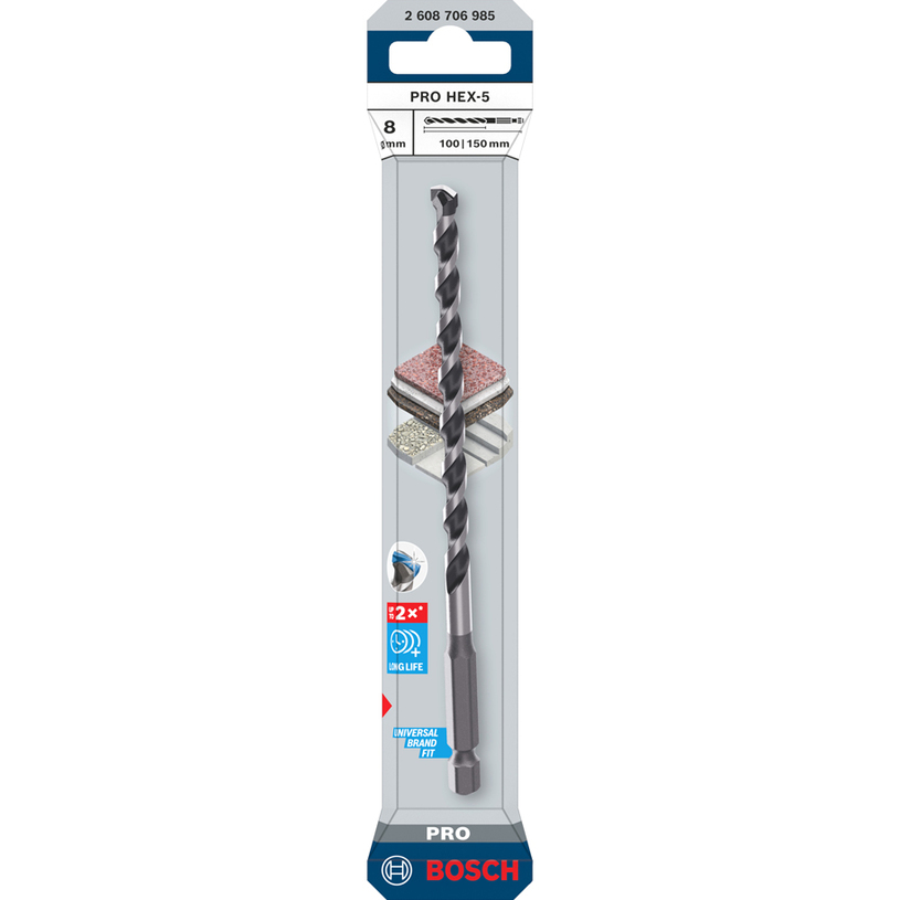 BOSCH PRO СВРЕДЛО HEX-5 8x100x150 MM BOSCH PRO СВРЕДЛО HEX-5 8x100x150 MM