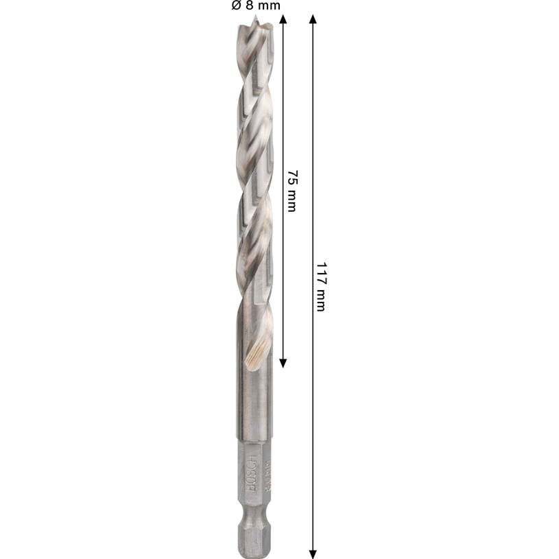 BOSCH PRO HSS СВРЕДЛО ЗА ДЪРВО HEX 8x117 BOSCH PRO HSS СВРЕДЛО ЗА ДЪРВО HEX 8x117