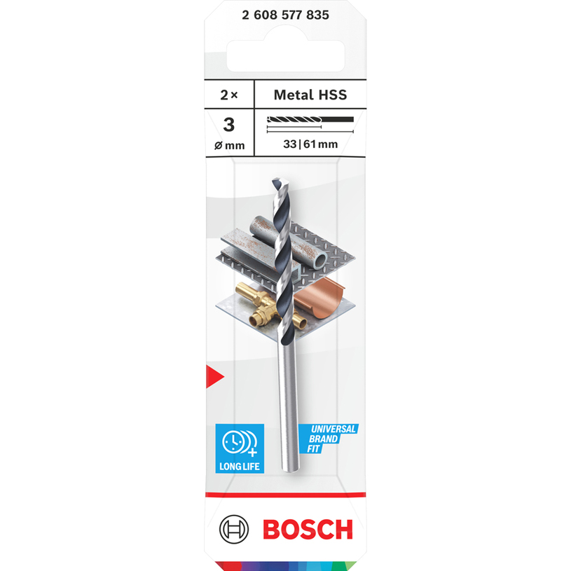 BOSCH СВРЕДЛО ЗА МЕТАЛ 2 БР. 3x33x60 ММ BOSCH СВРЕДЛО ЗА МЕТАЛ 2 БР. 3x33x60 ММ