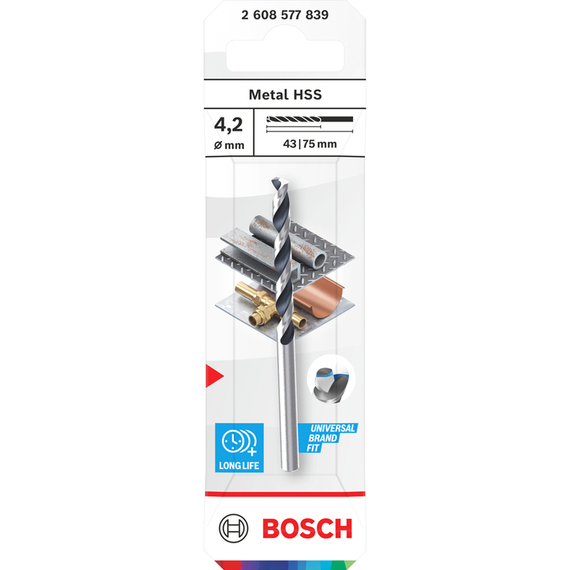 BOSCH СВРЕДЛО ЗА МЕТАЛ HSS 4.2x43x75 MM BOSCH СВРЕДЛО ЗА МЕТАЛ HSS 4.2x43x75 MM
