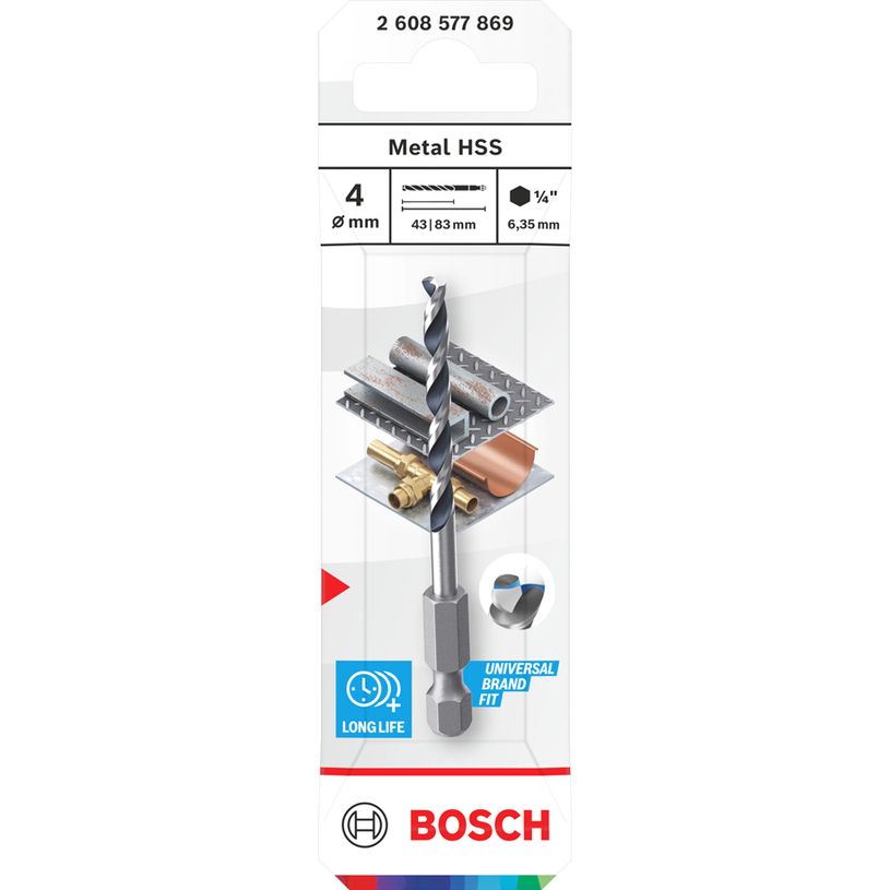 BOSCH СВРЕДЛО ЗА МЕТАЛ HSS HEX 4x42x83MM BOSCH СВРЕДЛО ЗА МЕТАЛ HSS HEX 4x42x83MM