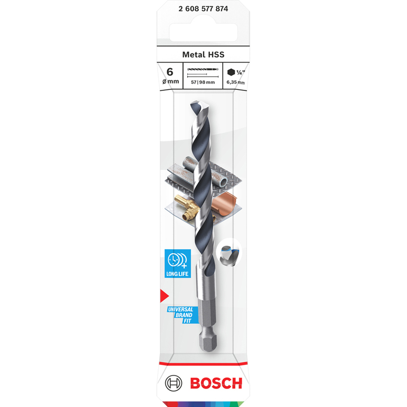 BOSCH СВРЕДЛО ЗА МЕТАЛ HSS HEX 6x57x98MM BOSCH СВРЕДЛО ЗА МЕТАЛ HSS HEX 6x57x98MM