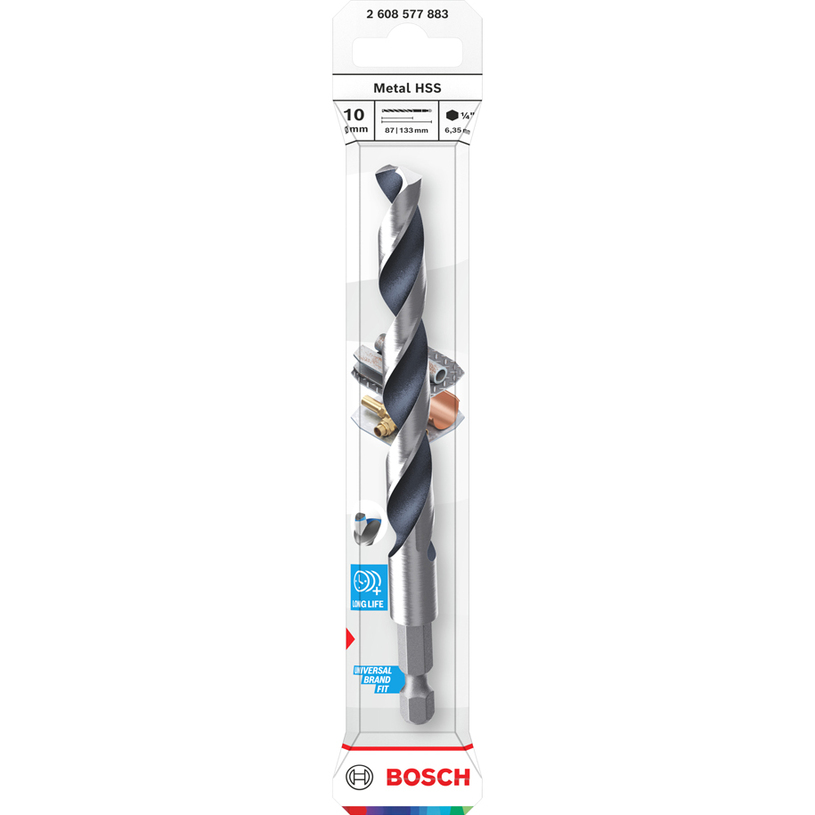 BOSCH СВРЕДЛО ЗА МЕТАЛ HSS HEX 10x87x133 BOSCH СВРЕДЛО ЗА МЕТАЛ HSS HEX 10x87x133