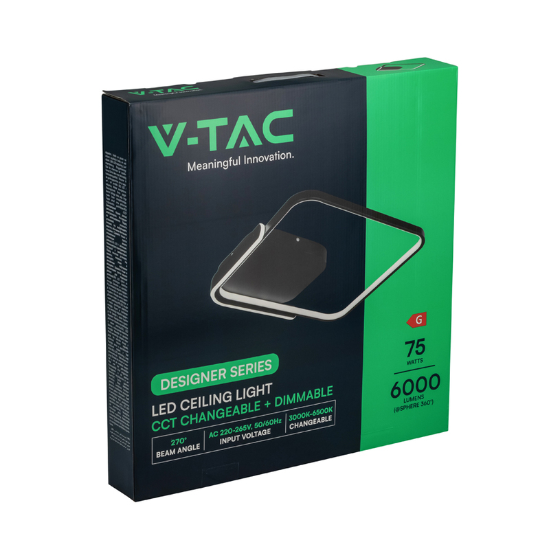 LED ПЛАФОН 75W ДУ ЧЕРЕН КВАДРАТ V-TAC LED ПЛАФОН 75W ДУ ЧЕРЕН КВАДРАТ V-TAC