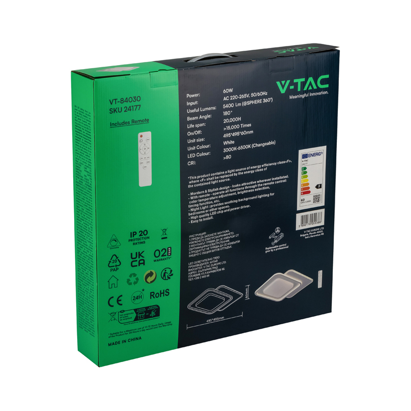 LED ПЛАФОН 60W ДУ БЯЛ 84030 V-TAC^ LED ПЛАФОН 60W ДУ БЯЛ 84030 V-TAC^