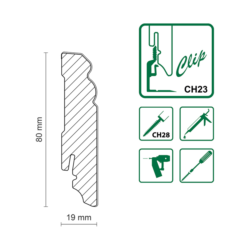 MDF ПЕРВАЗ FN FU085L 19X80X2400 MM MDF ПЕРВАЗ FN FU085L 19X80X2400 MM