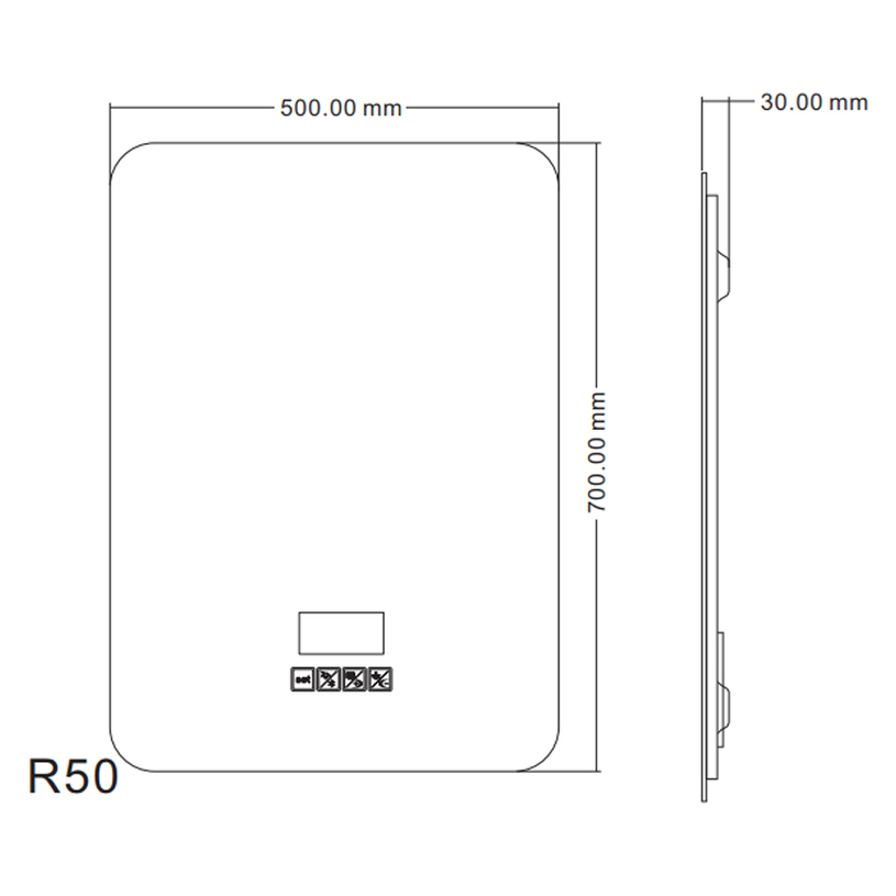 RICCARDO ОГЛЕДАЛО LED 50X70 1945-50 NEW RICCARDO ОГЛЕДАЛО LED 50X70 1945-50 NEW