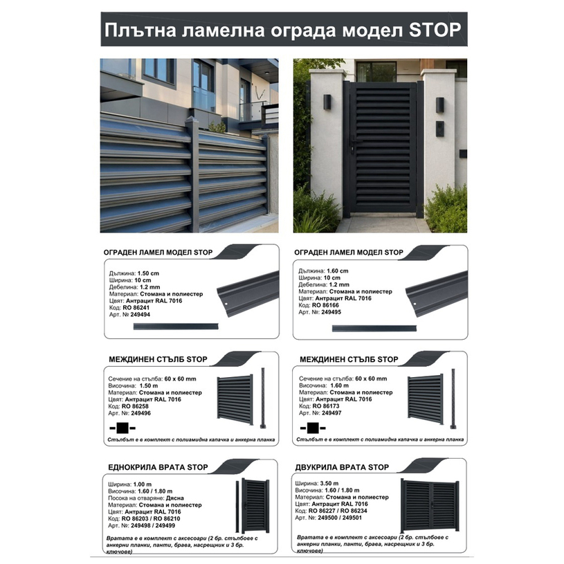 #ЕДНОКРИЛА ВРАТА STOP H=1.80M L=1.00M #ЕДНОКРИЛА ВРАТА STOP H=1.80M L=1.00M