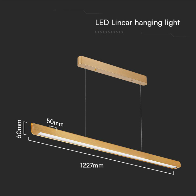 LED ЛИНЕЕН ПЕНДЕЛ ДИФ. CCT 36W GD V-TAC LED ЛИНЕЕН ПЕНДЕЛ ДИФ. CCT 36W GD V-TAC