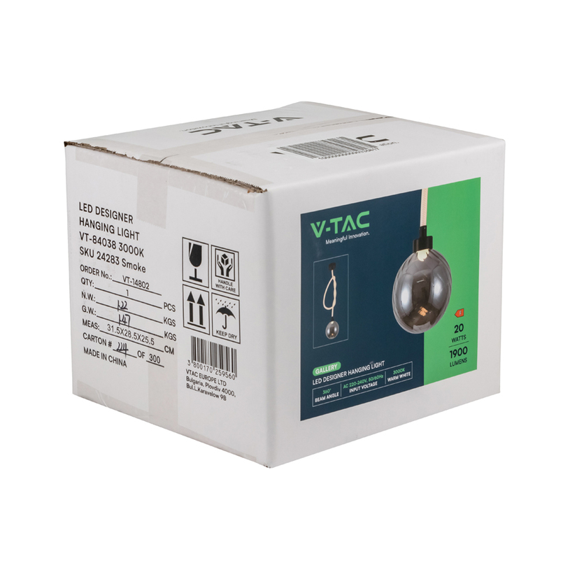 LED ПЕНДЕЛ 20W 3K 18CM ОПУШЕНО БЯЛ V-TAC LED ПЕНДЕЛ 20W 3K 18CM ОПУШЕНО БЯЛ V-TAC