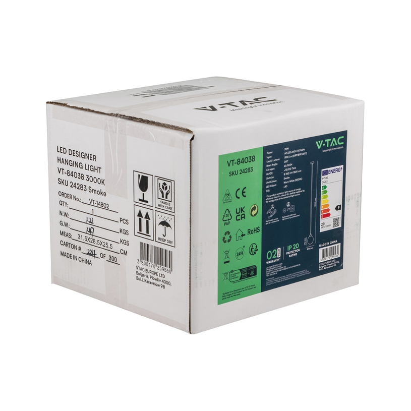 LED ПЕНДЕЛ 20W 3K 18CM ОПУШЕНО БЯЛ V-TAC LED ПЕНДЕЛ 20W 3K 18CM ОПУШЕНО БЯЛ V-TAC