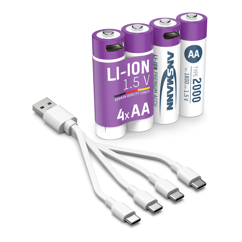 БАТЕРИИ ANSMANN 5434 2000MAH USB-C 4БР БАТЕРИИ ANSMANN 5434 2000MAH USB-C 4БР