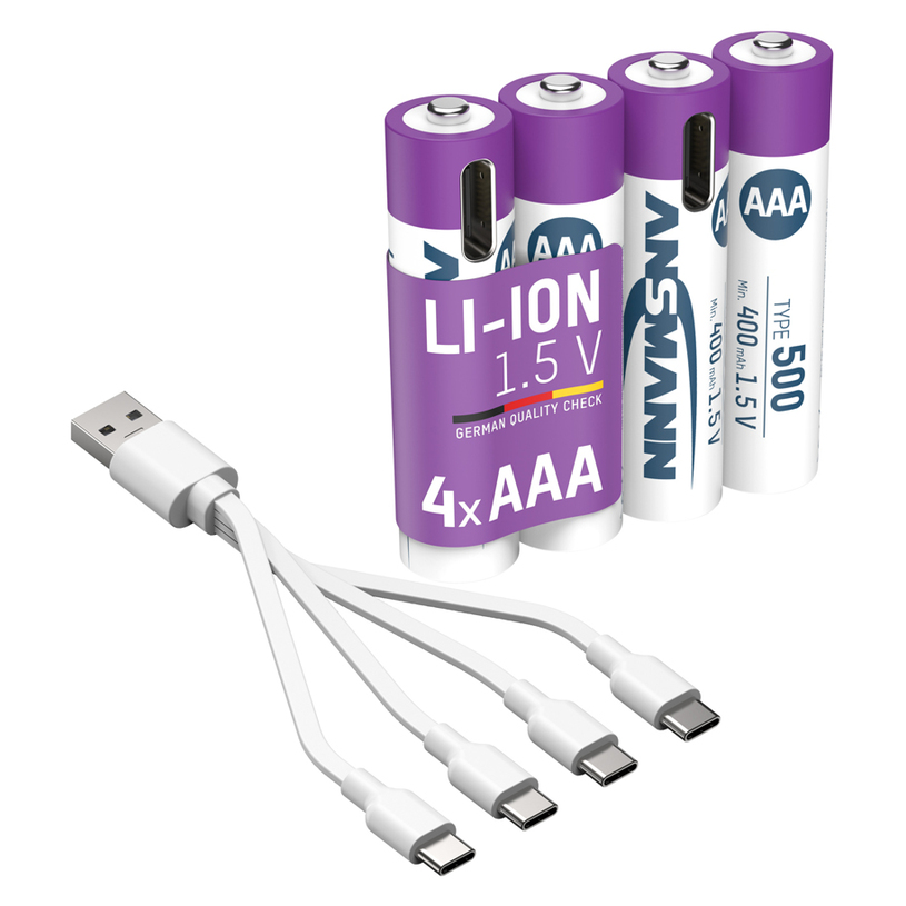 БАТЕРИИ ANSMANN 5378 500MAH USB-C 4БР БАТЕРИИ ANSMANN 5378 500MAH USB-C 4БР