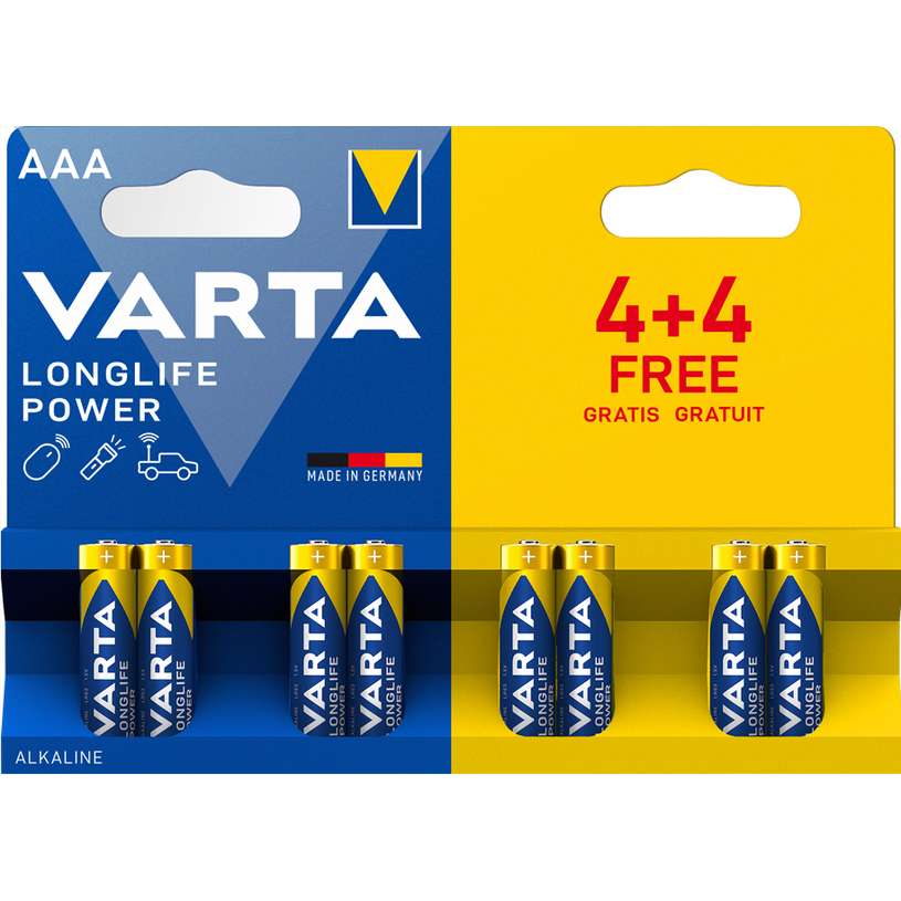 БАТЕРИИ VARTA LONGLIFE POWER AAA 4+4 БАТЕРИИ VARTA LONGLIFE POWER AAA 4+4