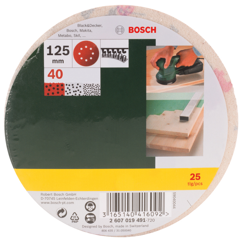 BOSCH, EX К-Т 25 ШКУРКИ 125MM K40 BOSCH, EX К-Т 25 ШКУРКИ 125MM K40